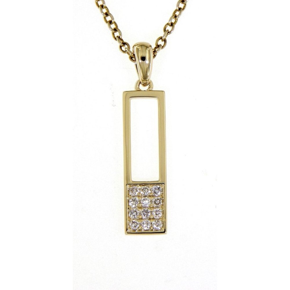 Real Diamond Straight Bar Pendant Yellow Gold